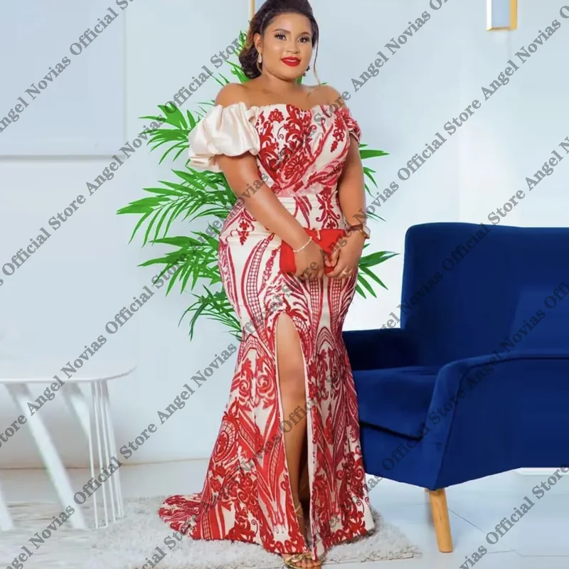 

Customized Long Red African Girls Mermaid Evening Prom Dressses 2026 Graduation Evening Party Dresses Robes De Soiree