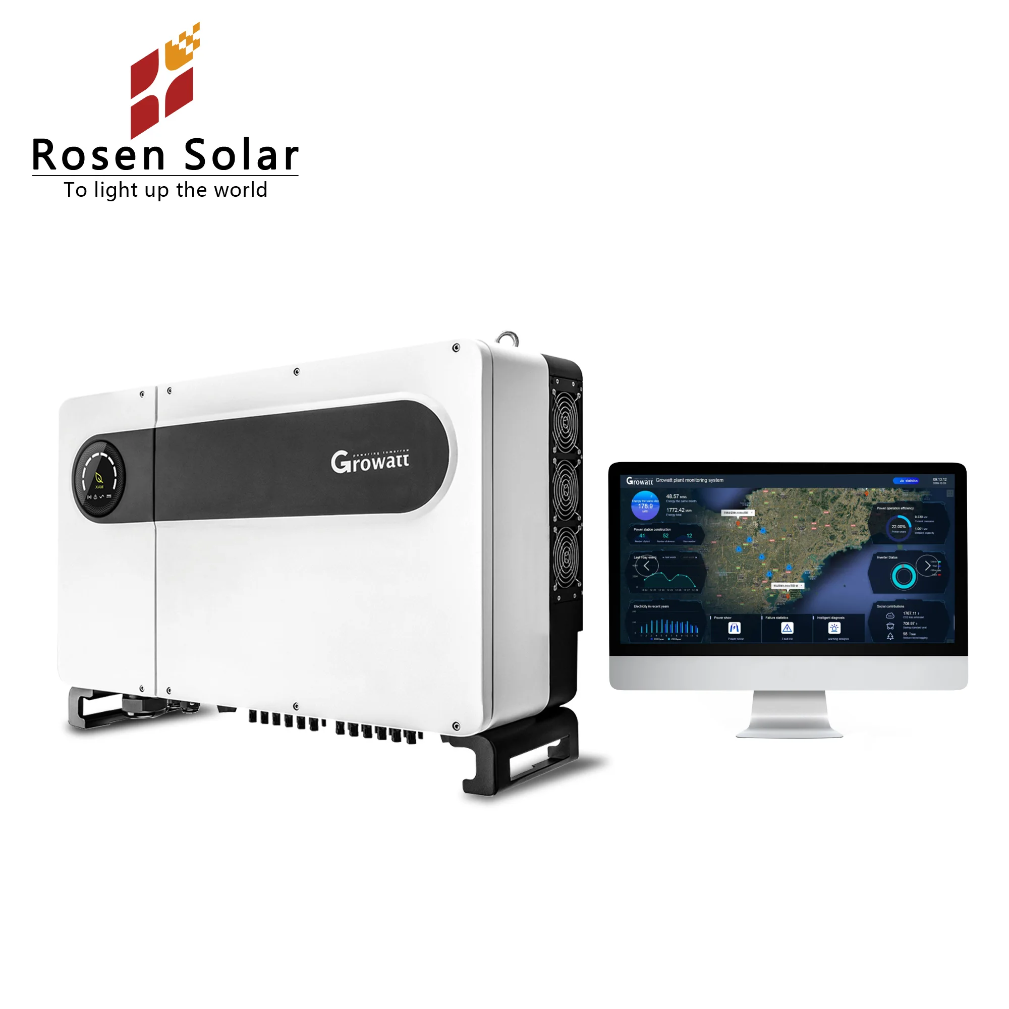 Grid Connected Solar Energy System Growatt Inverter Ground Frame Setup 100KW System