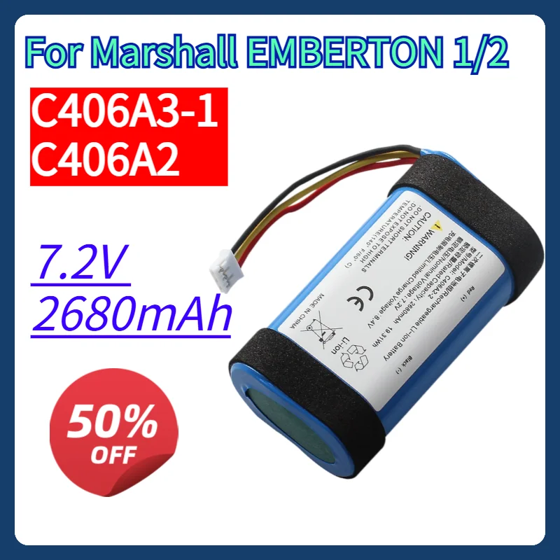 C406A for Marshall EMBERTON 1 2 Battery 7.2V 2680mAh C406A3-1 Bluetooth Speaker Replacement Li-ion Battery with Tools
