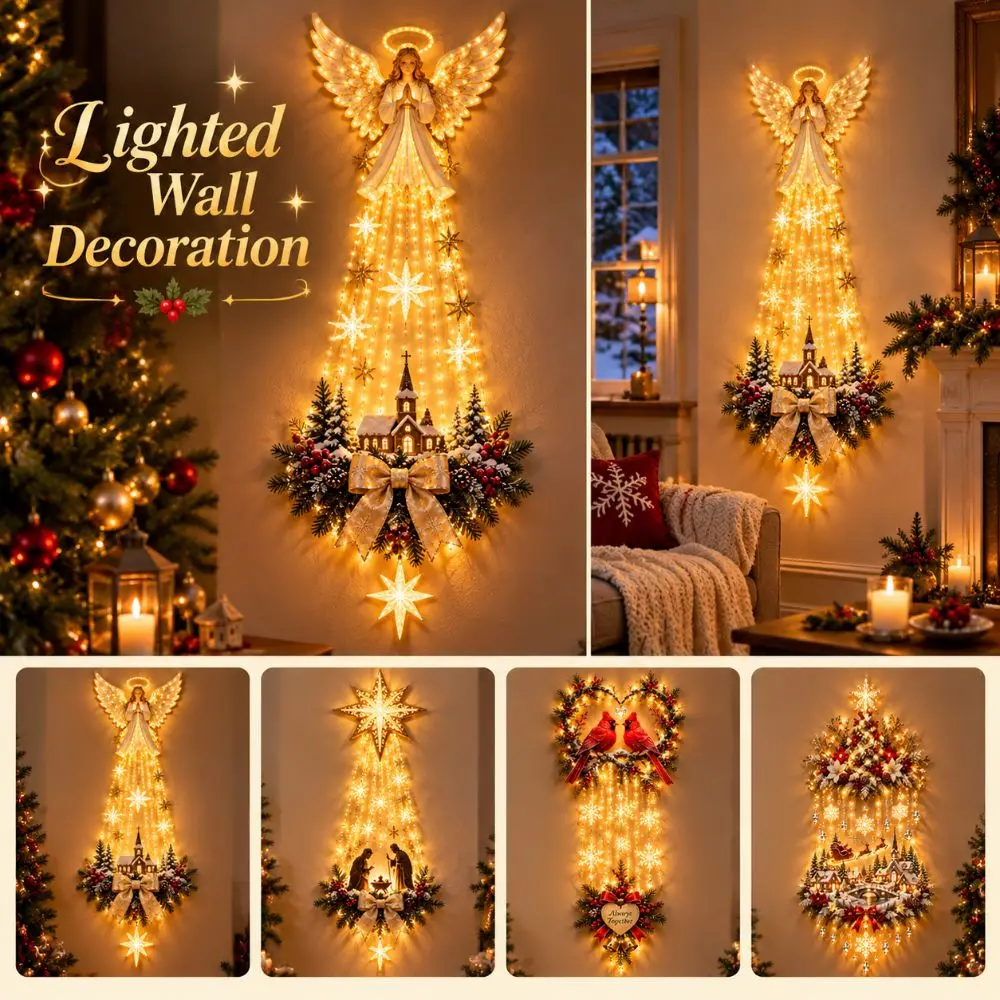 Wall Mounted Lighted Wall Decoration Warm White Lights Snow Trail Shape Light-emitting Birth Scene Wall Decoration