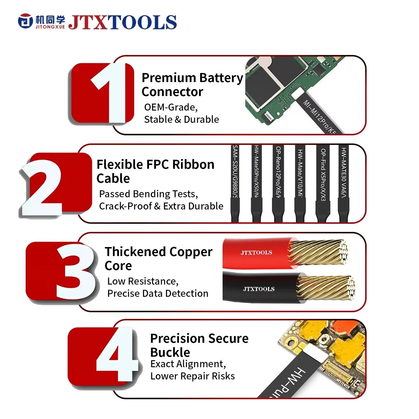 JTX P7 11in1 for Android Power Boot Test Cable FPC Flexible Power Supply Line for Android Mobile Phone Motherboard Repair Tools