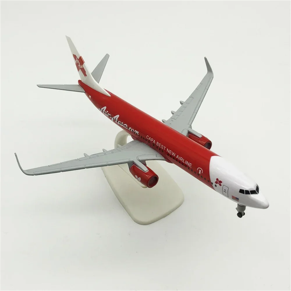 20cm Red Air Asia Airlines Boeing 737 B737 Airways Alloy Metal Airplane Model Diecast Air Plane Model w Wheels Aircraft