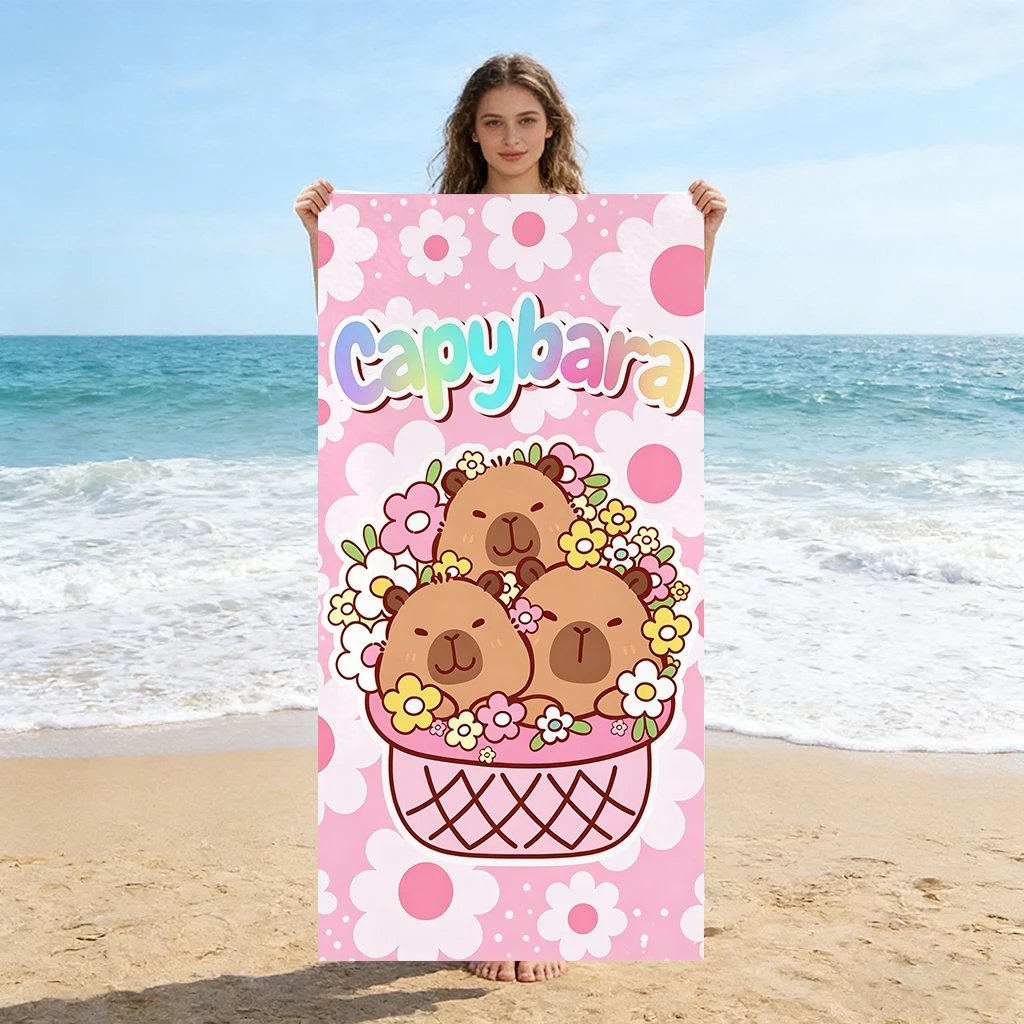 Towel Small Sport - Capybara Cartoon Beach Towel Quick-Drying Small