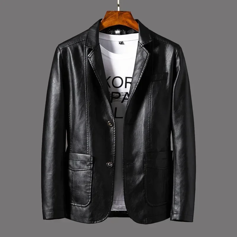 

Spring And Autumn Biker Leather Men's Jacket Leather Jacket Men's Slim Suit Men's Motorcycle Leather Fashion Jacket Causal Coat