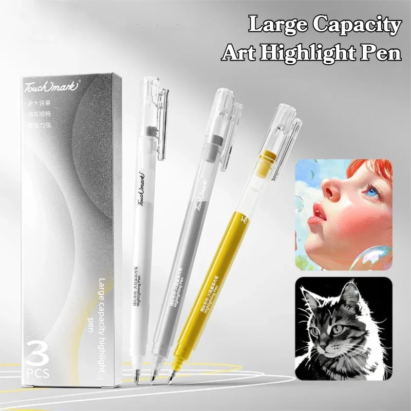 3 قطعة أقلام تسليط الضوء على اللوحة الذهب الأبيض الفضة تسليط الضوء على لهجات اللوحة أقلام أنيمي تصميم رسم رسم تلوين لوازم الفن #1