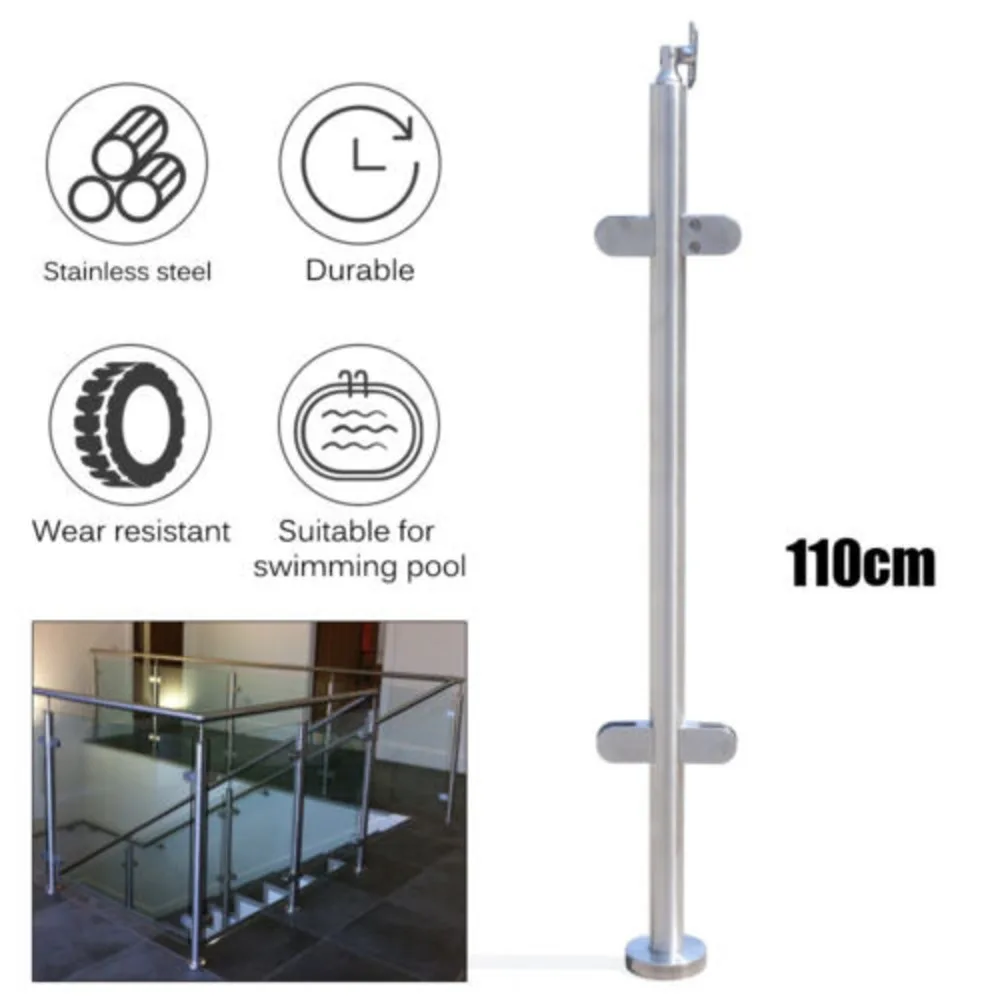 110Cm Balcony Glass Column Railing, 316 Stainless Steel Strong Resistance to Humidity & High Temperatures