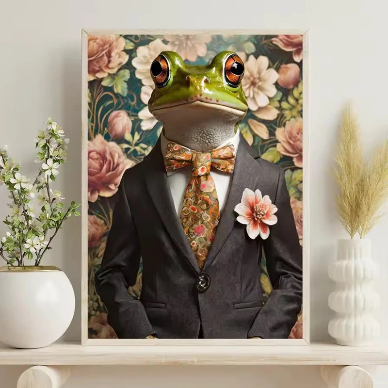 2026 new Vintage Floral Animal Head Aristocratic Portrait Leopard Duck Posters Prints Canvas Printing Wall Art Picture Living Ro view 5