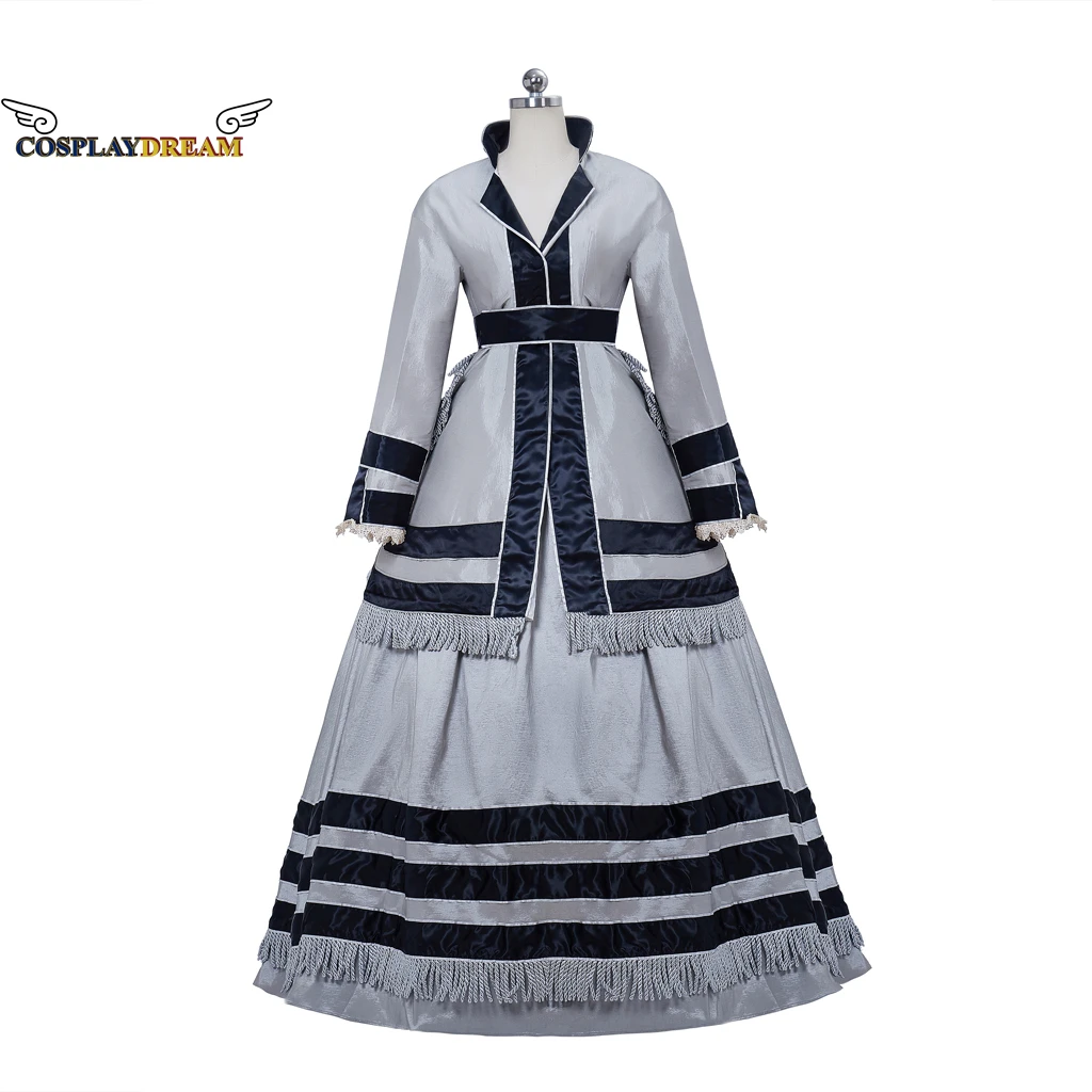 Ladies Long Sleeves V-neck Waist Thin Dress Cosplay Medieval Palace Retro Dress Women Riding Habit Ball Gown Out Walking Outfit