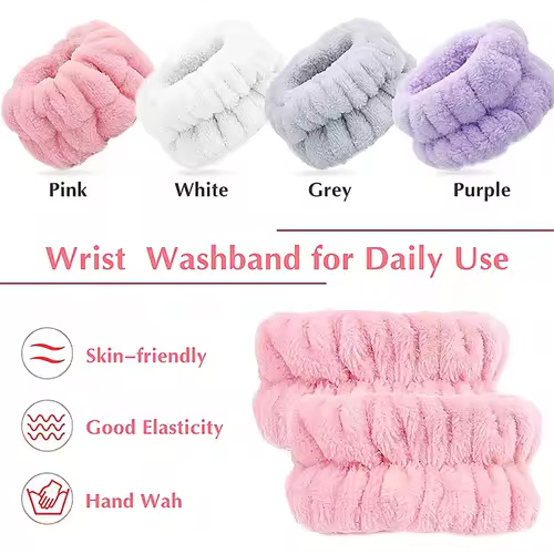 Wrist Washband Microfiber Wrist Wash Towel Band Wristband Scrunchies for Wash Face Absorbent Wrist Sweatband for Women Headband - Image 4