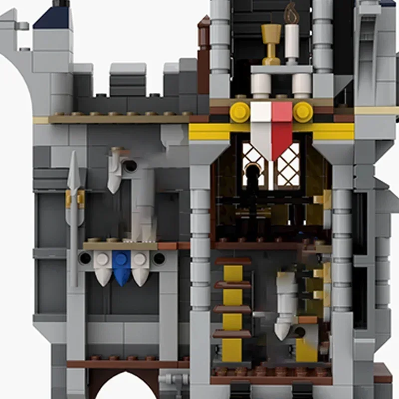 การวิเคราะห์ Moc อิฐปราสาทรุ่น Knight Commander's Tower Modular Building Blocks ของขวัญของเล่นเด็ก DIY ชุดประกอบ