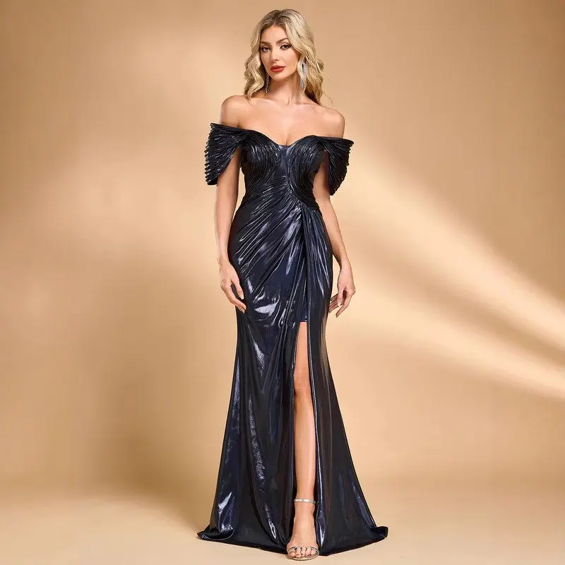 

Длинное вечернее платье Ele с проволокой Fi, двойное плечо для бала, красивая полиэфирная ткань, облегающий крой