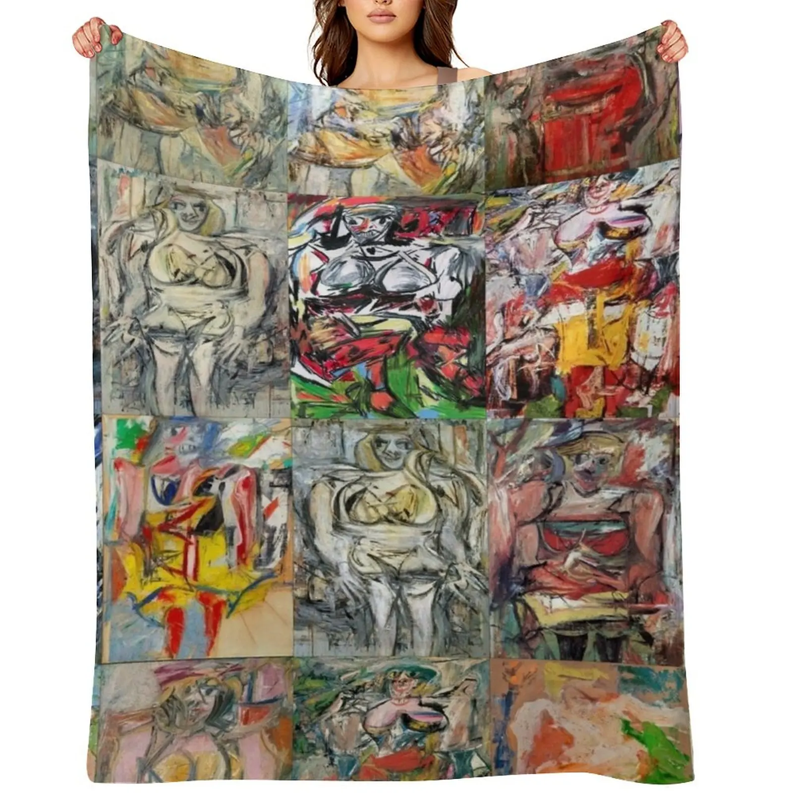 

De Kooning Women Throw Blanket Thin Decorative Beds Fashion Sofas Thermals For Travel Blankets