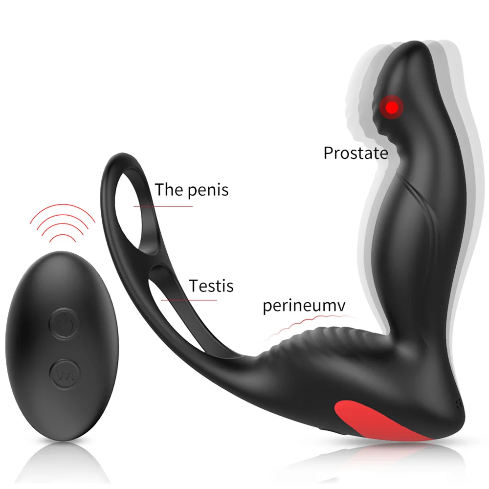 PHANXY Male Prostate Massage Vibrator Anal Plug Silicone Waterproof Massager Stimulator Butt Delay Ejaculation Ring Toy For Men