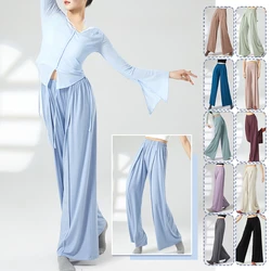 Elegant Classic Dance Pants Women Modern Dance Wide Leg Pants Soft Elastic Yoga Body Rhyme Ballet Trainning Practice Trousers