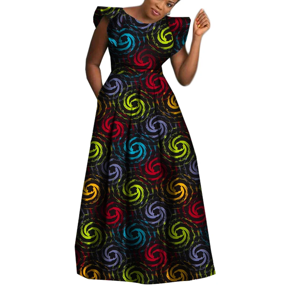 BRW African Dresses for Women Sexy Skirt African Print for Daily African Dresses Turkey Dresses for Women Luxury COTTON