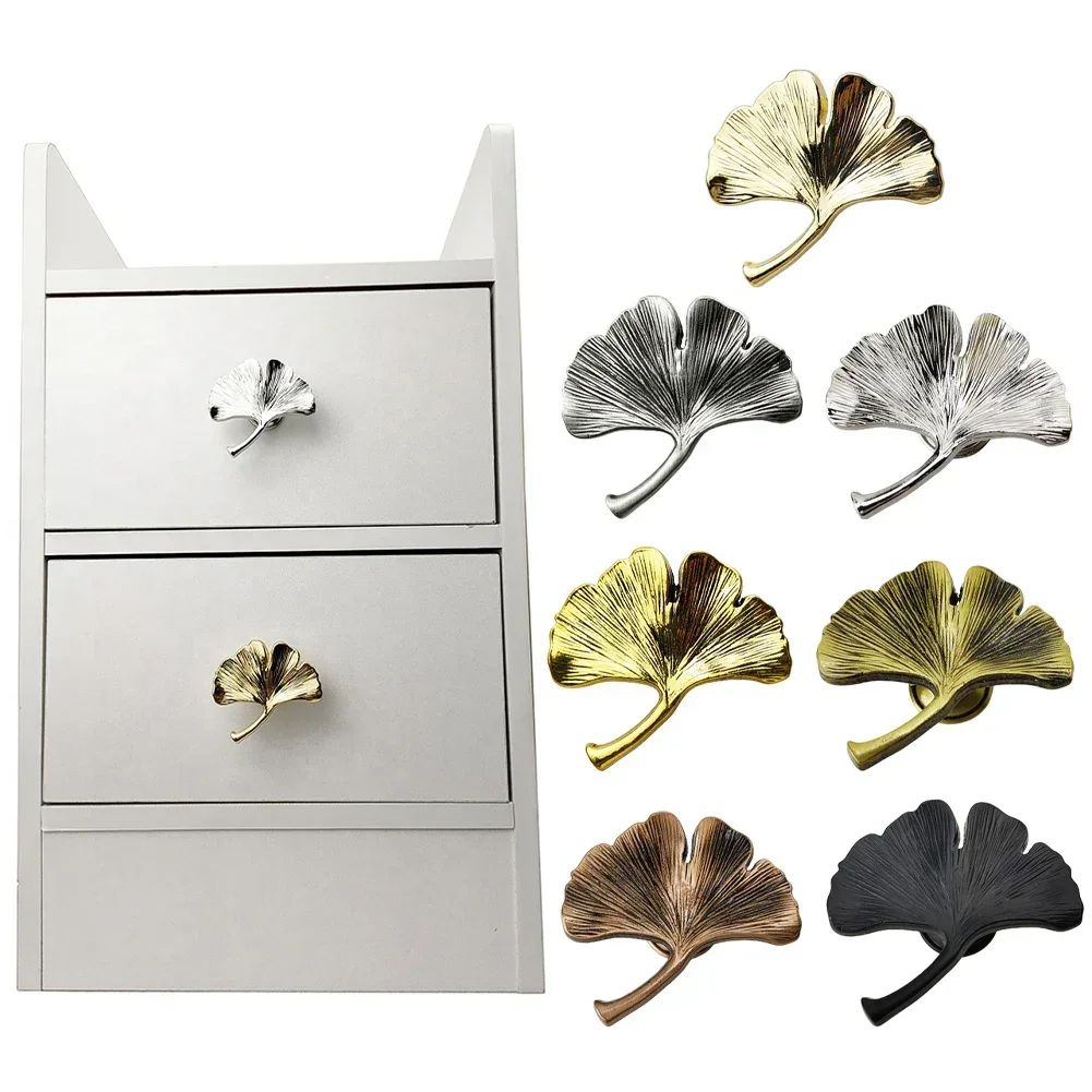 

Ginkgo Leaf Zinc Alloy Furniture Handle Door Cabinets Knobs For Children Room Replacement Furniture DIY Door Hardware