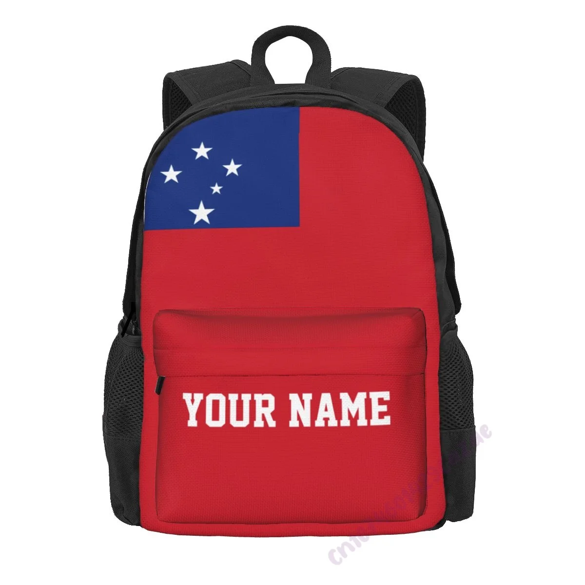 Custom Name Samoa Flag Polyester Backpack For Men Women Travel Bag Casual Students Hiking Travel Camping