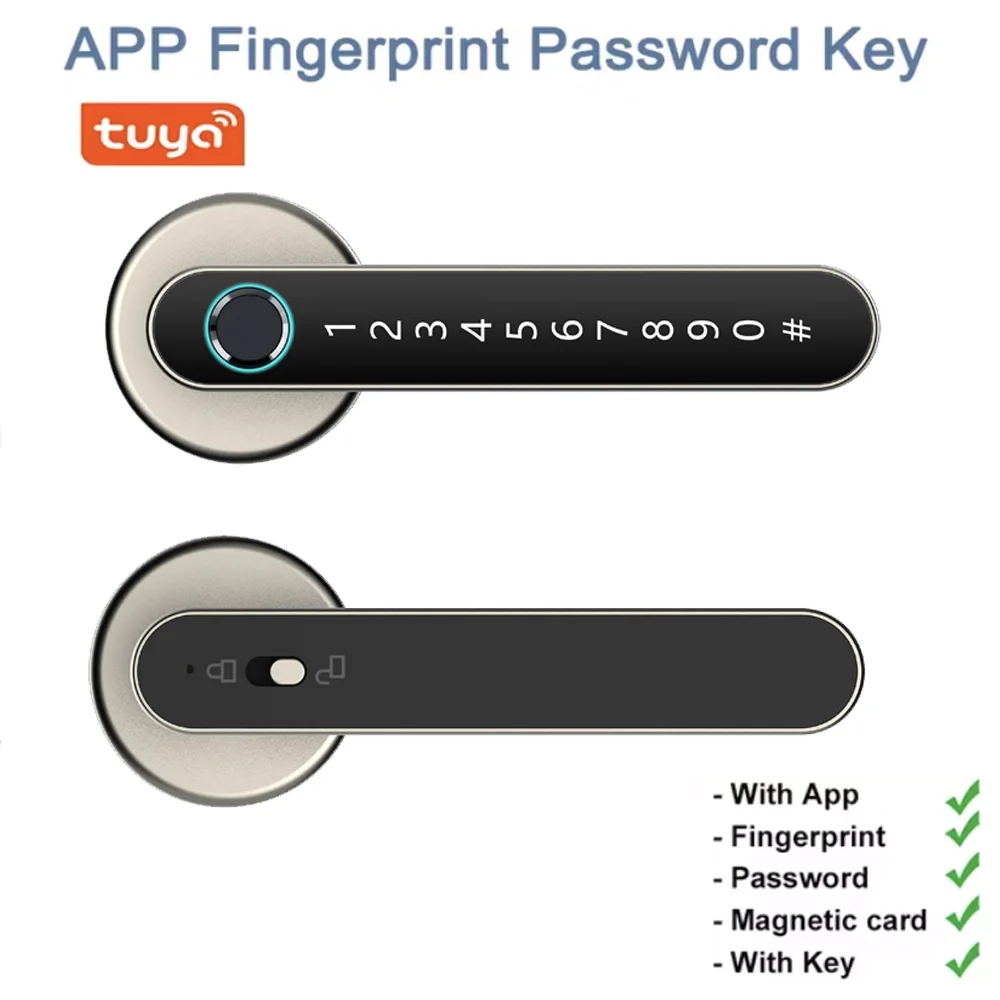 

Tuya SmartLife APP WiFi Remote Control Smart Fingerprint Password RFID IC Card Lock Dead Bolt For Indoor Home Wooden Metal Door