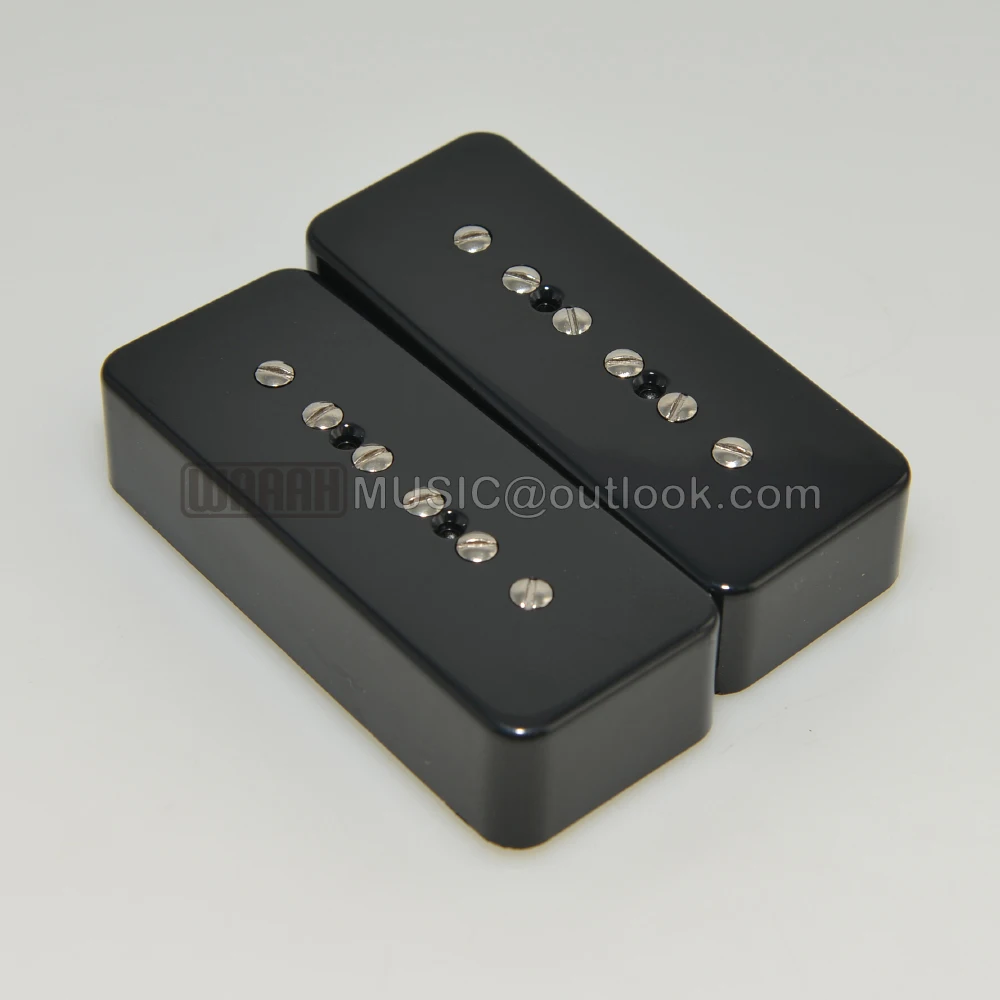 A Set Vintage P90 Alnico 2 Magnet Electric Guitar Pickup Overwound Nickel-Silver Baseplate Alnico 5 Hot 90\'s Neck Bridge Pickups