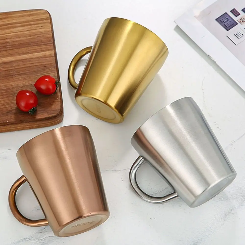 304 Edelstahl Wasser Tasse 300ml Doppels chicht Bier Tasse Esszimmer Trink geschirr Tassen langlebige Home Kaffeetassen mit Griff