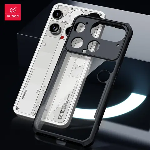 Xundd para nada telefone 3 caso, airbag à prova de choque escudo proteção da câmera tpu & acrílico ultra transparente capa traseira funda