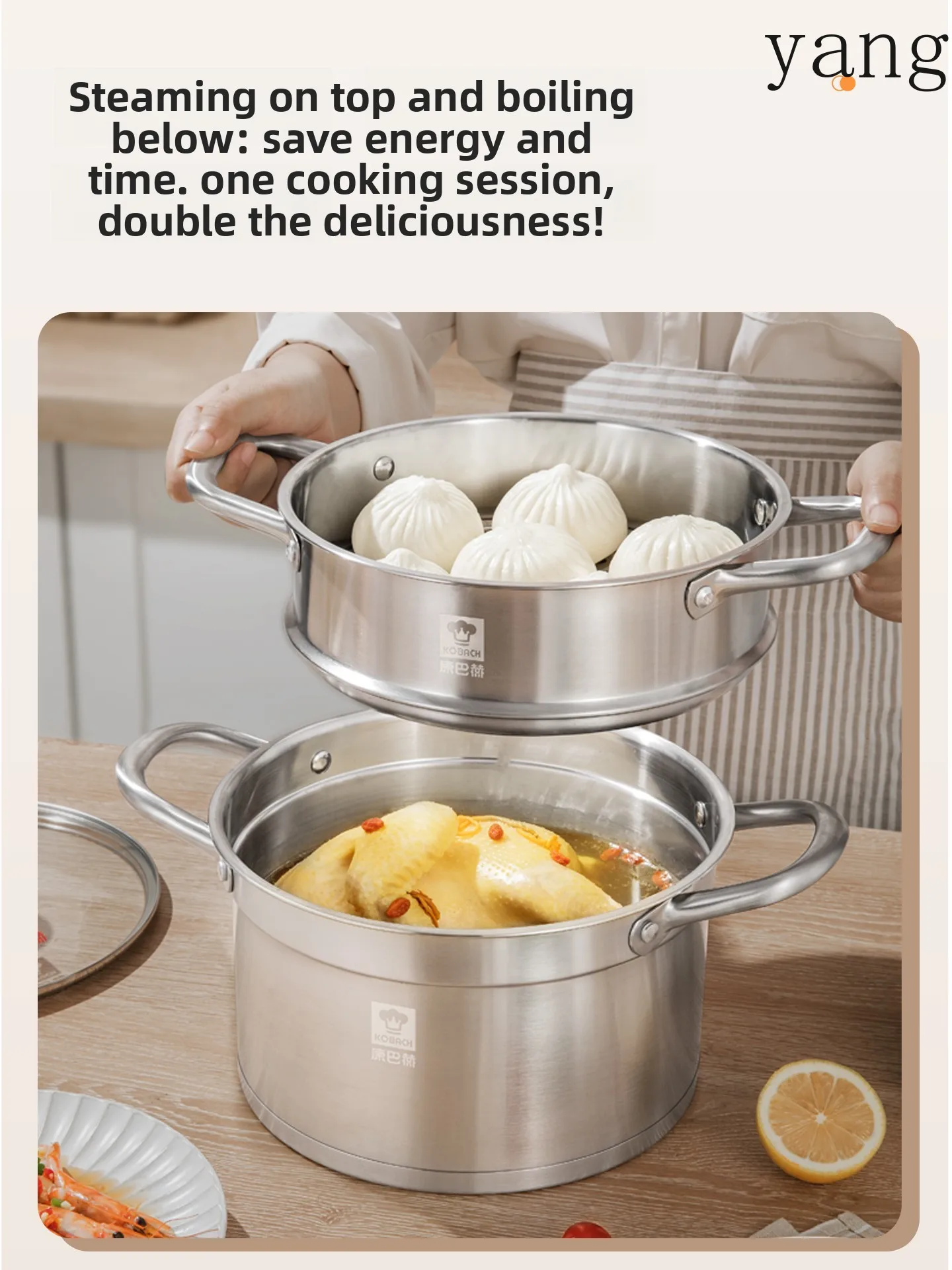 LMM stainless steel steamer household thickened steamer steamer drawer large capacity multi-layer steamed buns