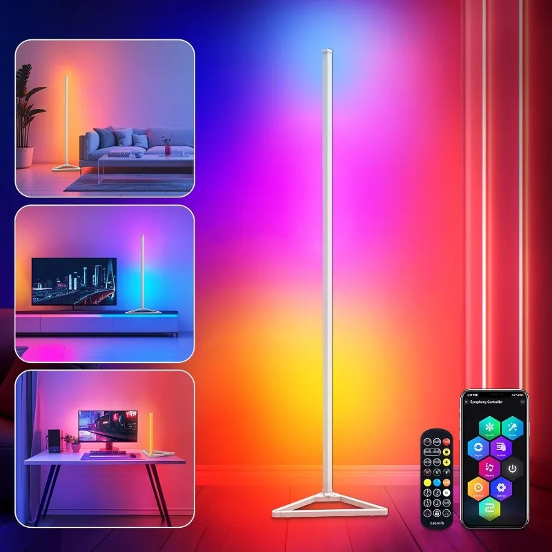 Floor Lamp,16 Million Colors LED Floor Lamps 141 cm Lamps for Living Room with Music Sync,Standing Lamp