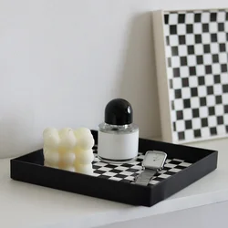 Moon Tray Checkerboard Color Small Items Decorative Tray Desktop Storage Home Supplies Decoration Perfume Plastic Garden
