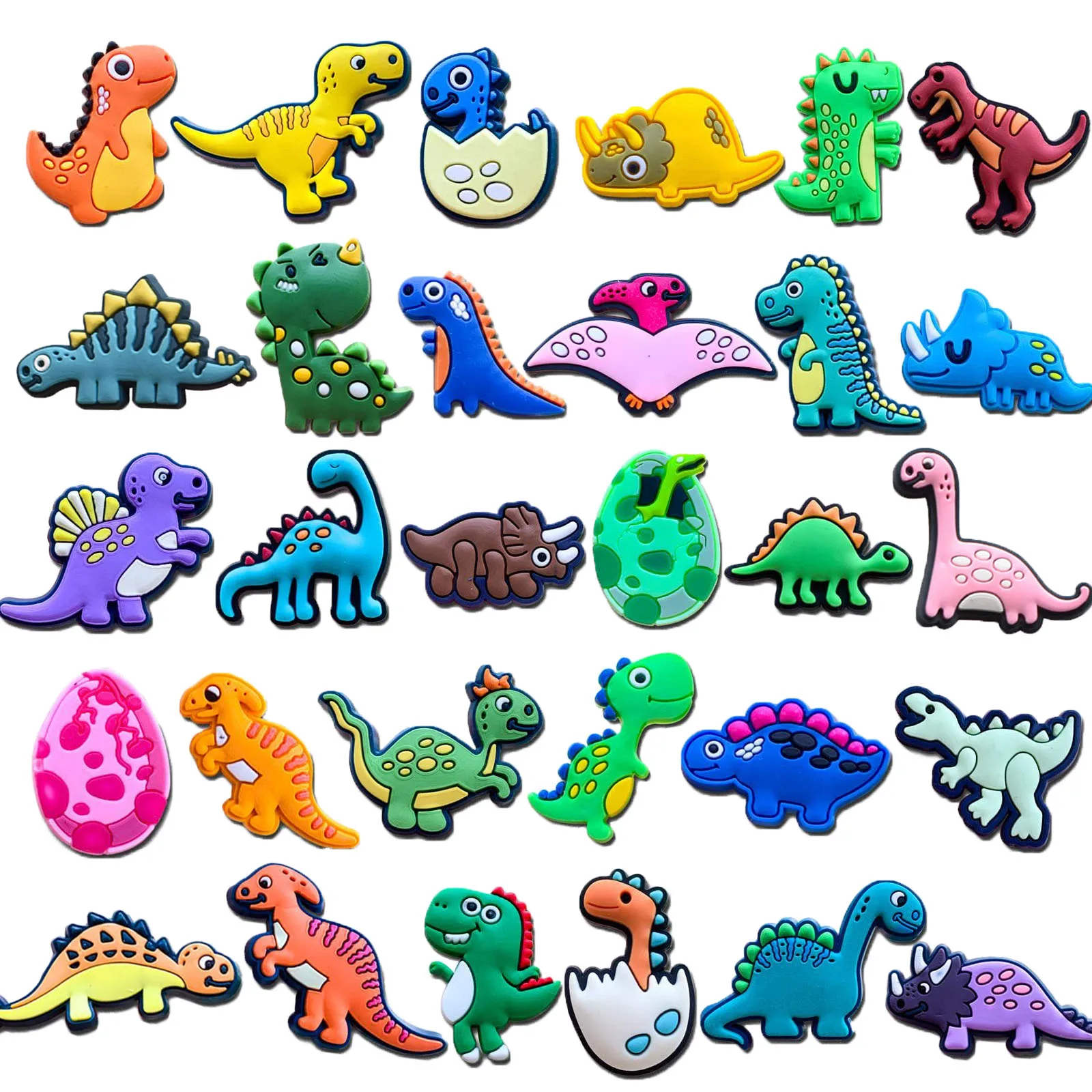 30Pcs Dinosaur Series Shoe Charms For Croc Sandals, PVC Shoe Decorations Accessories For Christmas