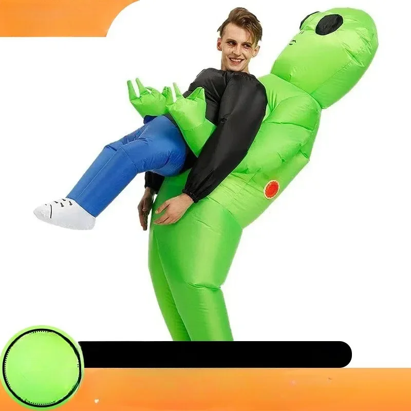 

ET Alien Inflatable Suit Alien Monster Inflatable Clothes Green Cosplay Outfit Scary Purim Role Play Costume for Christmas Party