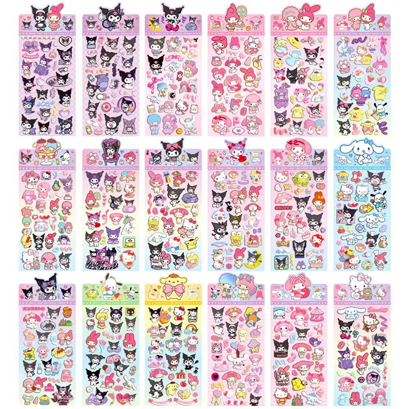 20/100pcs Sanrio Sticker Cute Hello Kitty Cinnamoroll Kuromi My Melody Sticker Kids Decals Hand Account Stationery Wholesale Toy