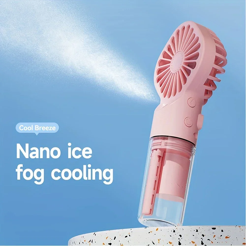 Portable Hand Hold Cooling fan spray, USB Charging Mini Air Cooler, Charging plant spray Mist Line