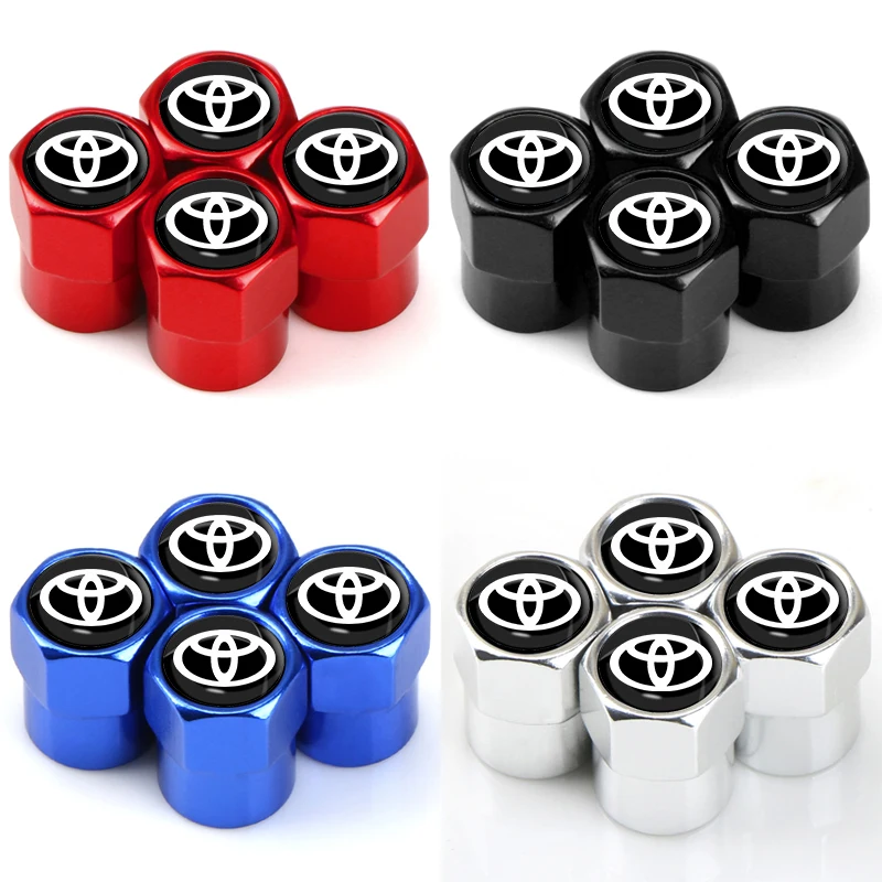 Bouchons de Valve de pneu de roue de voiture, couvercle de tige en métal pour Toyota Corolla Yaris Rav4 Avensis Auris Camry Sequoia c-hr 86 Prius Mark 4 pièces/ensemble