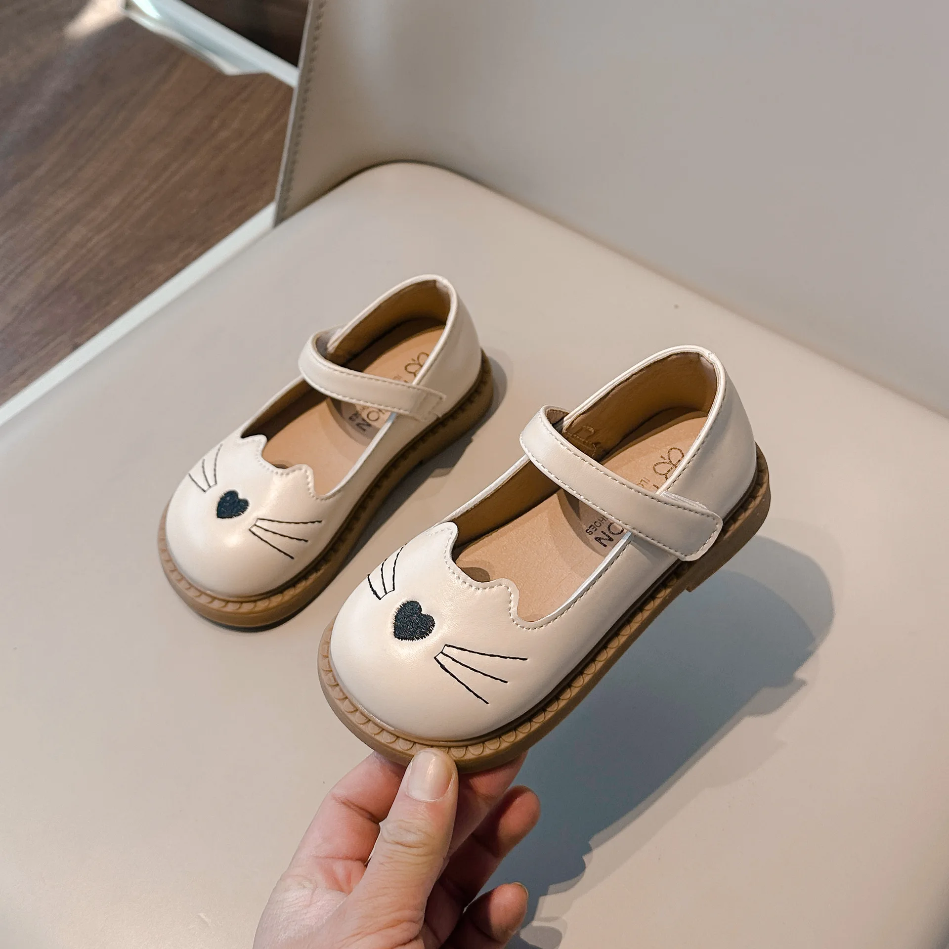 Baby Girls Cute Cat Loafers Kids Back to School Shoes Toddler Girls Shoes Princess Casual Flats Child PU Leather Mary Jane Shoes