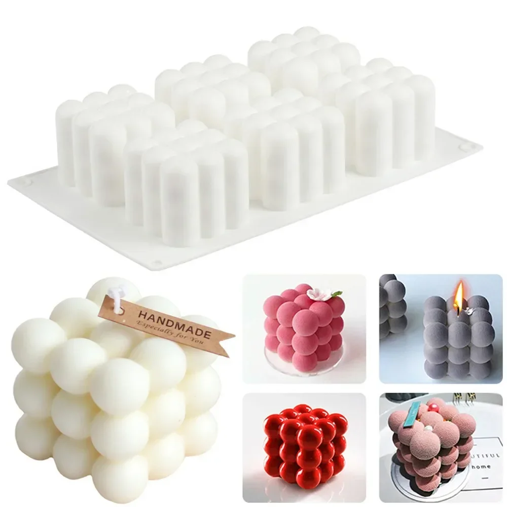 Candle Mold Silicone DIY Cubic Bubble Ball Square Sphere Resin Gypsum Ceramic Mold Halloween Decor Party Gift Home Art Craft view 6