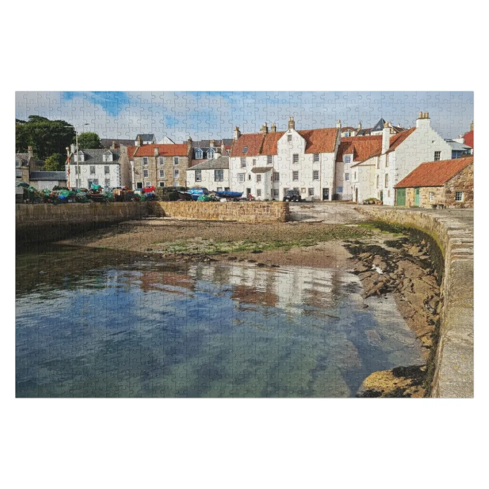 

Pittenweem houses reflections in the harbour Jigsaw Puzzle Customizable Gift Personalized Wooden Name Puzzle