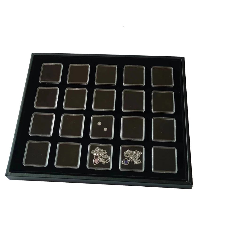 Clear Loose Diamond Storage Box 40x40mm Gemstone Packaging Organizer 57x37mm Pendant Jewelry Display Tray for Stones Showcase