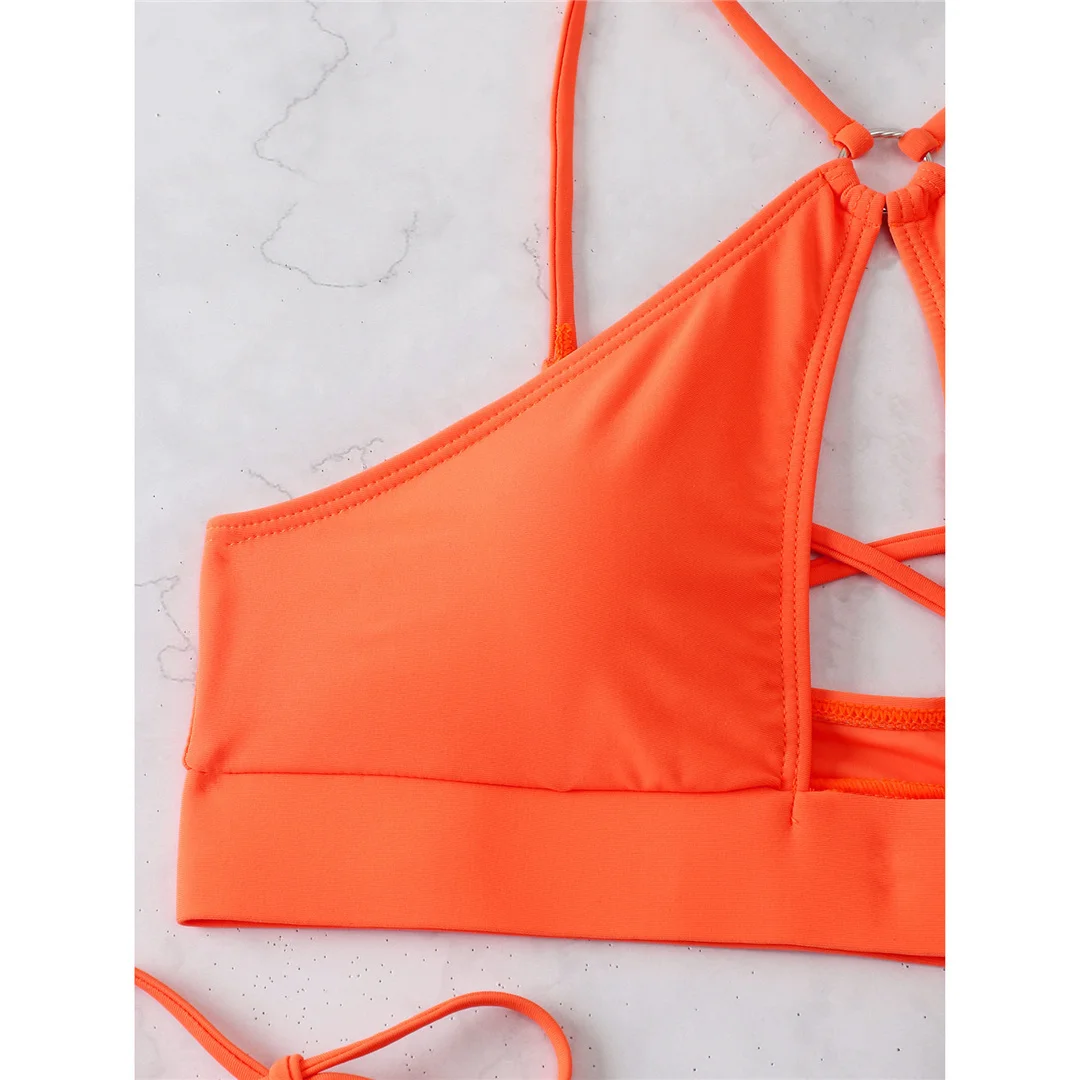 Ausgeschnittener Neckholder-Bikini, Damen-Badeanzug, zweiteiliges Bikini-Set, gepolstert, mit Trägern, Badebekleidung, Damen-Badeanzug, V3423 – Detail 36