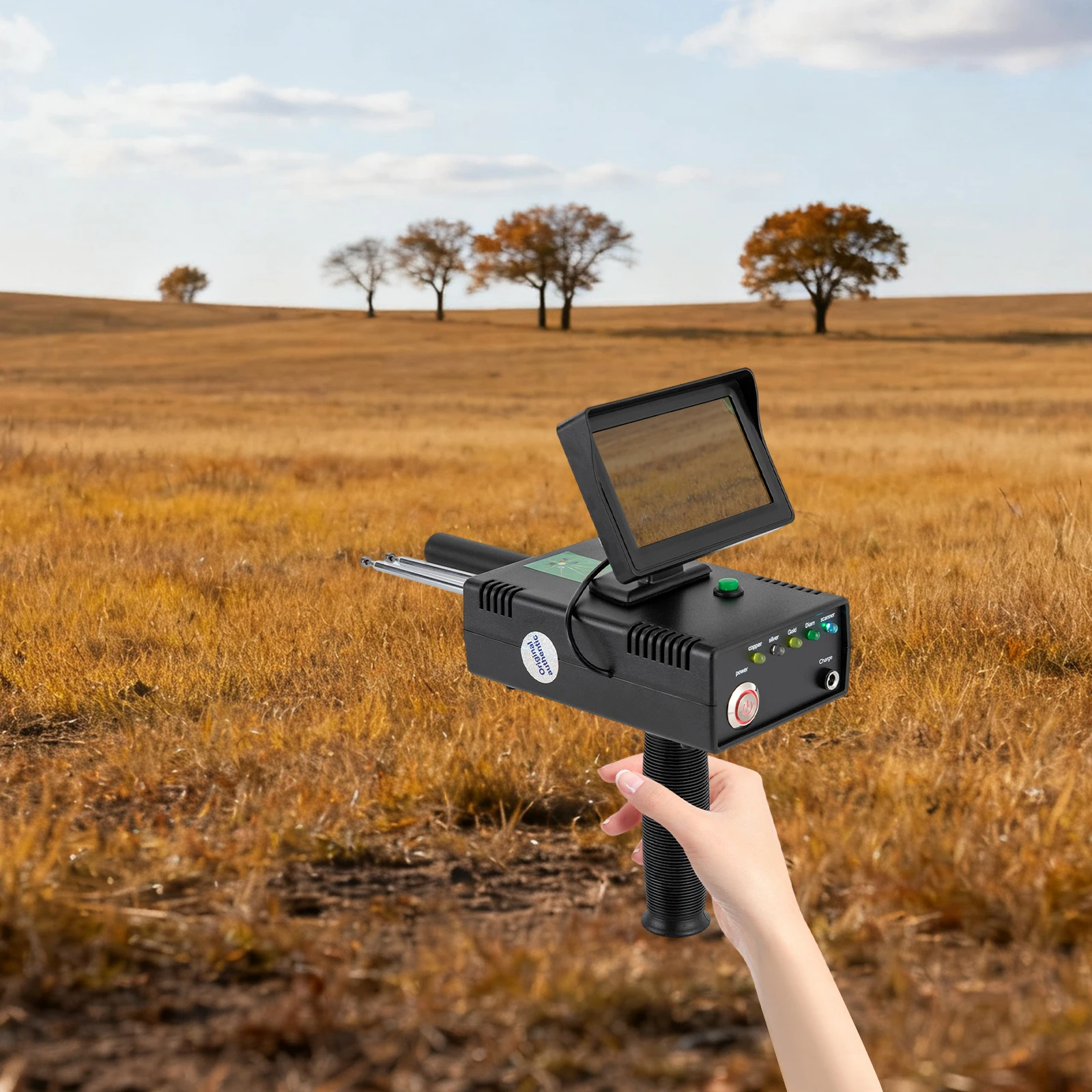 金属探知機 1200m範囲 地下金属探知機 深さ3m 3D LEDディスプレイ 4～10時間バッテリー寿命