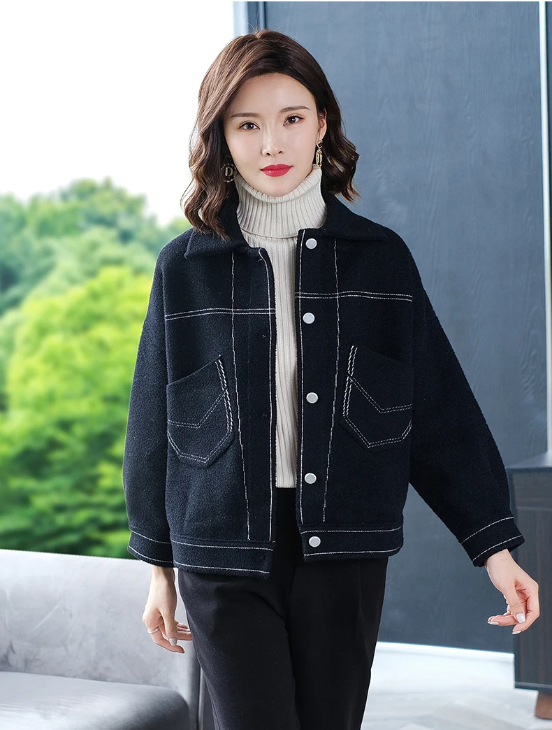 

Spring Autumn Women's jacket Imitation Mink Velvet Coats Loose Jacket Beige Black Knit Cardigan Coat Female Thickening