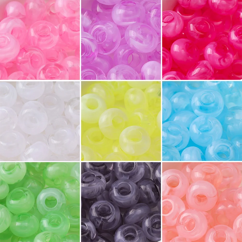 

20pcs 14mm Transparent Mix Colour Big Hole Acrylic Beads Spacer Loose Beadsfor Jewelry Making DIY Bracelet Necklace Accessories