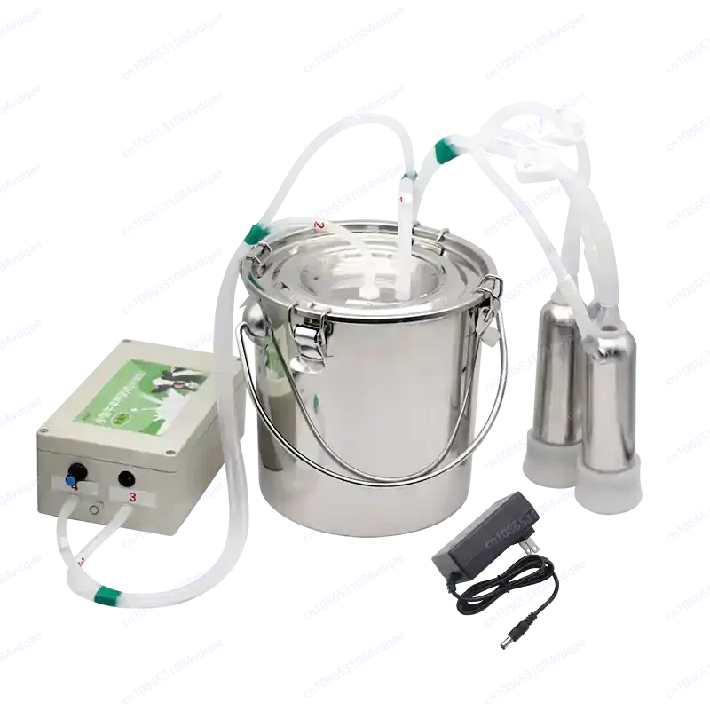 Milking Machine 5L Automatic Pulse Milking Farm Cow Goat Sheep Vacuum Pump Bucket Farm Breeding Equipment intensity adjustment.