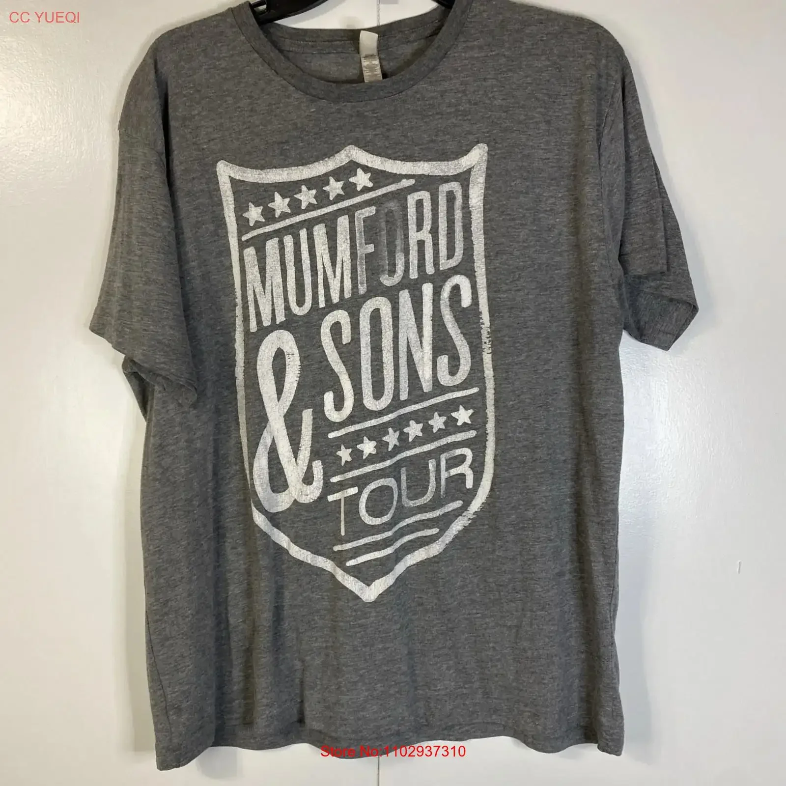 T-shirt Mumford Sons Tour double face pour adulte, taille XL, gris, style vintage, délavé, polyvalent, mode décontractée, confortable, doux pour homme