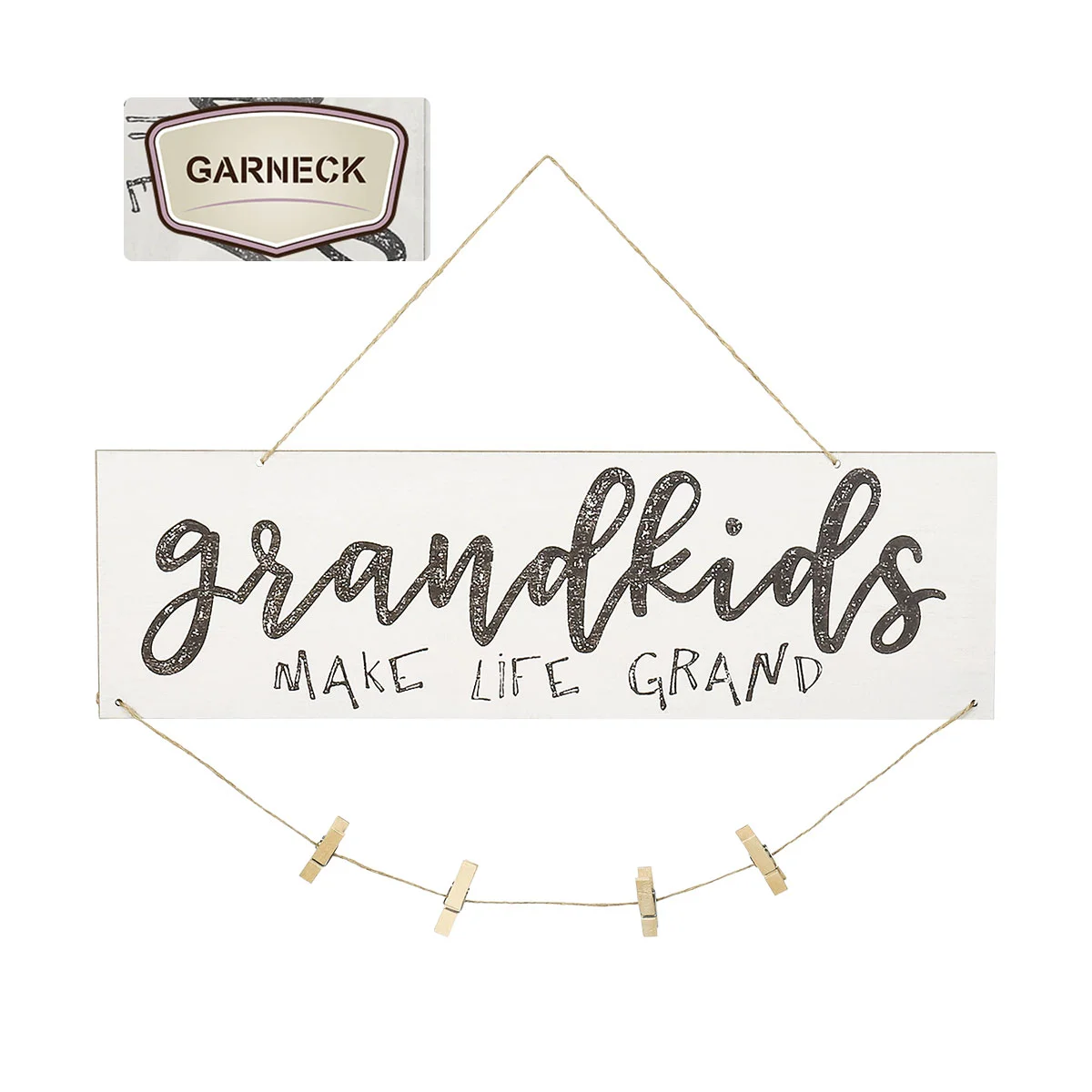 GARNECK Creative Mini Wooden Hanging Grandkids Wall Board DIY Listing Note Clips Crafts (White)