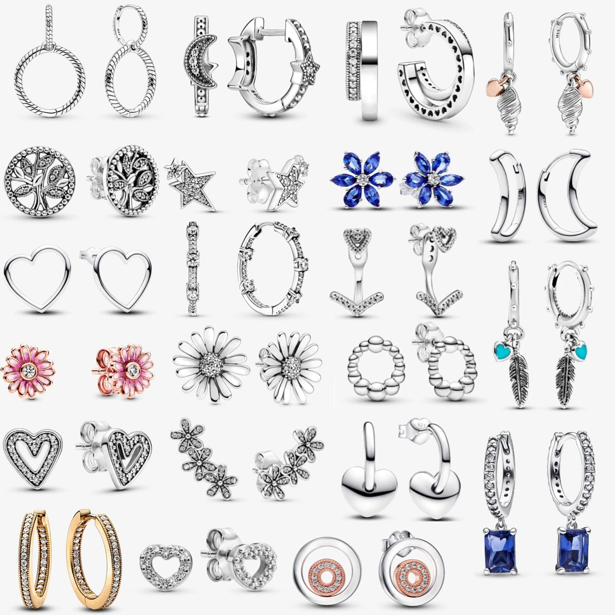 

Популярные серьги-гвоздики из 100% стерлингового серебра 925 пробы, сверкающие круглые серьги-гвоздики с перьями в форме сердца и циркона для женщин-любителей, рождественские украшения, специальный подарок