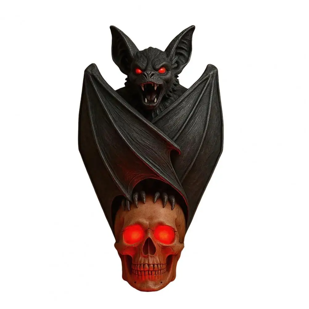 

Macabre Bat Sculpture Light Halloween Night Light Bat Wall Candlestick Bat Skull Wall Lamp 3d Skeleton for Halloween for Party