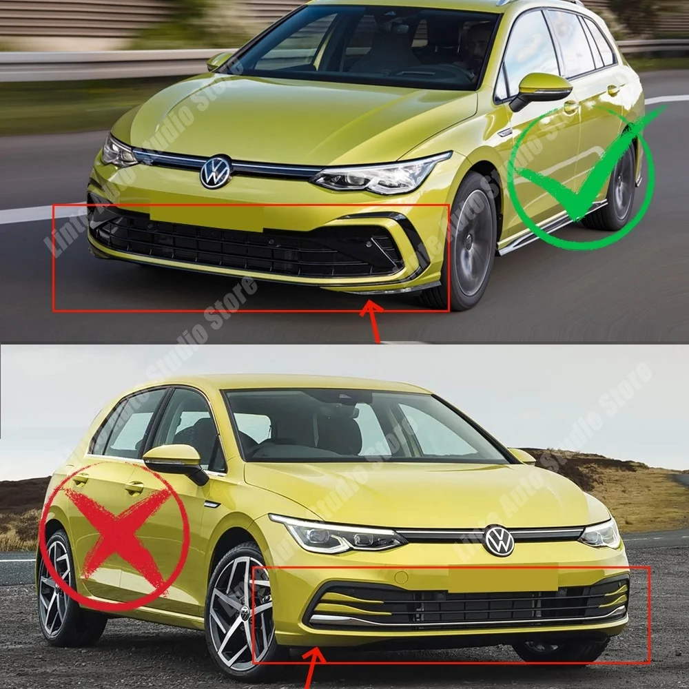 For VolksWagen Golf MK8 R-Line 2020 2021 2022 2023 Front Bumper Lip Spoiler Splitter Diffuser & Headlight Eyebrows Body Kit