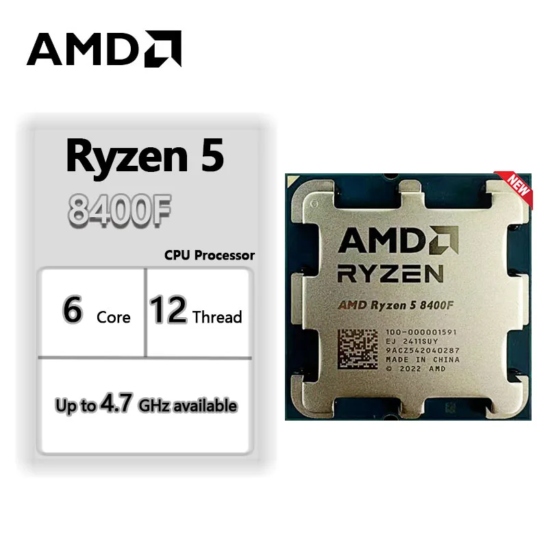 AMD Ryzen 5 8400F R5 8400F New 6 Cores 12 Threads 4.2GHz Desktop computer processor with AM5 Socket CPU