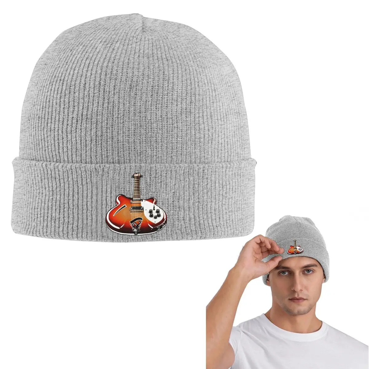 Rickenbacker 360 12 anos de idade guitarra elétrica sunburst pop boné de malha hip hop gorro chapéu outono inverno gorros chapéus para adulto