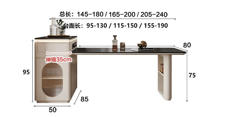 Italian minimalist small apartment island table integrated